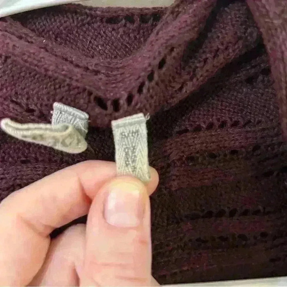 Caslon Oversized Knit Burgundy Maroon Cocoon Chunky Knit Cardigan Size Small - Picture 5 of 8